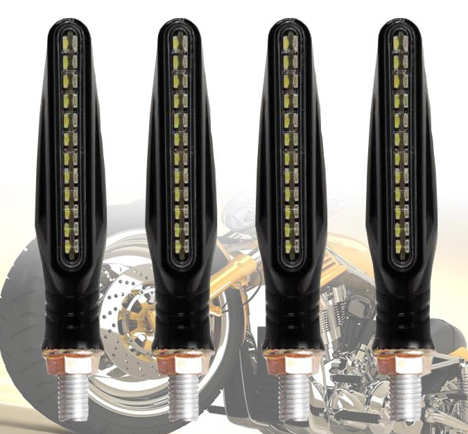 2021 Newest 4x Universal flowing water flickering led motorcycle turn signals Indicators Flexible Blinkers Foldable Amber light lamp