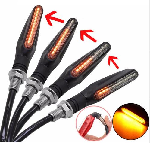 2021 Newest 4x Universal flowing water flickering led motorcycle turn signals Indicators Flexible Blinkers Foldable Amber light lamp