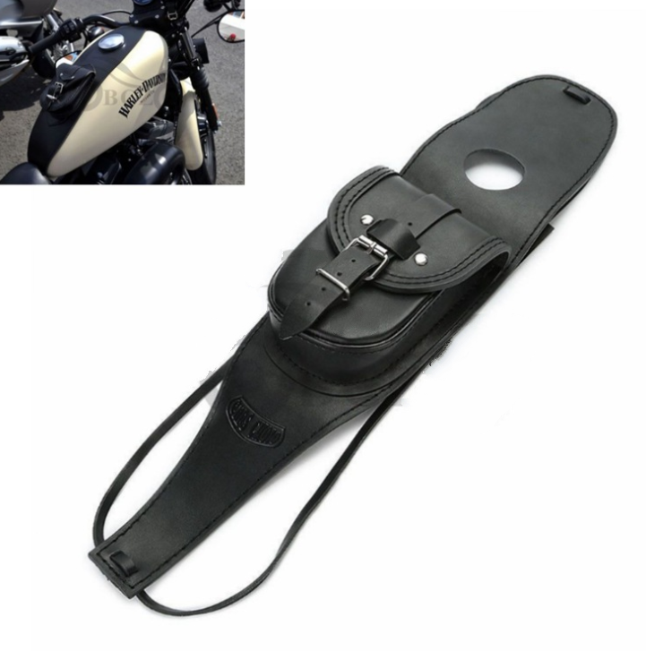 Premium Leather Waterproof Backpack Black Retro Fuel Tank Bag Tank Pouch Fit For  Sportster XL 883 1200 Models