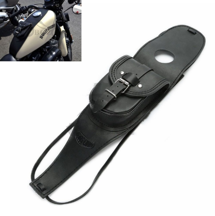 Premium Leather Waterproof Backpack Black Retro Fuel Tank Bag Tank Pouch Fit For Sportster XL 883 1200 Models