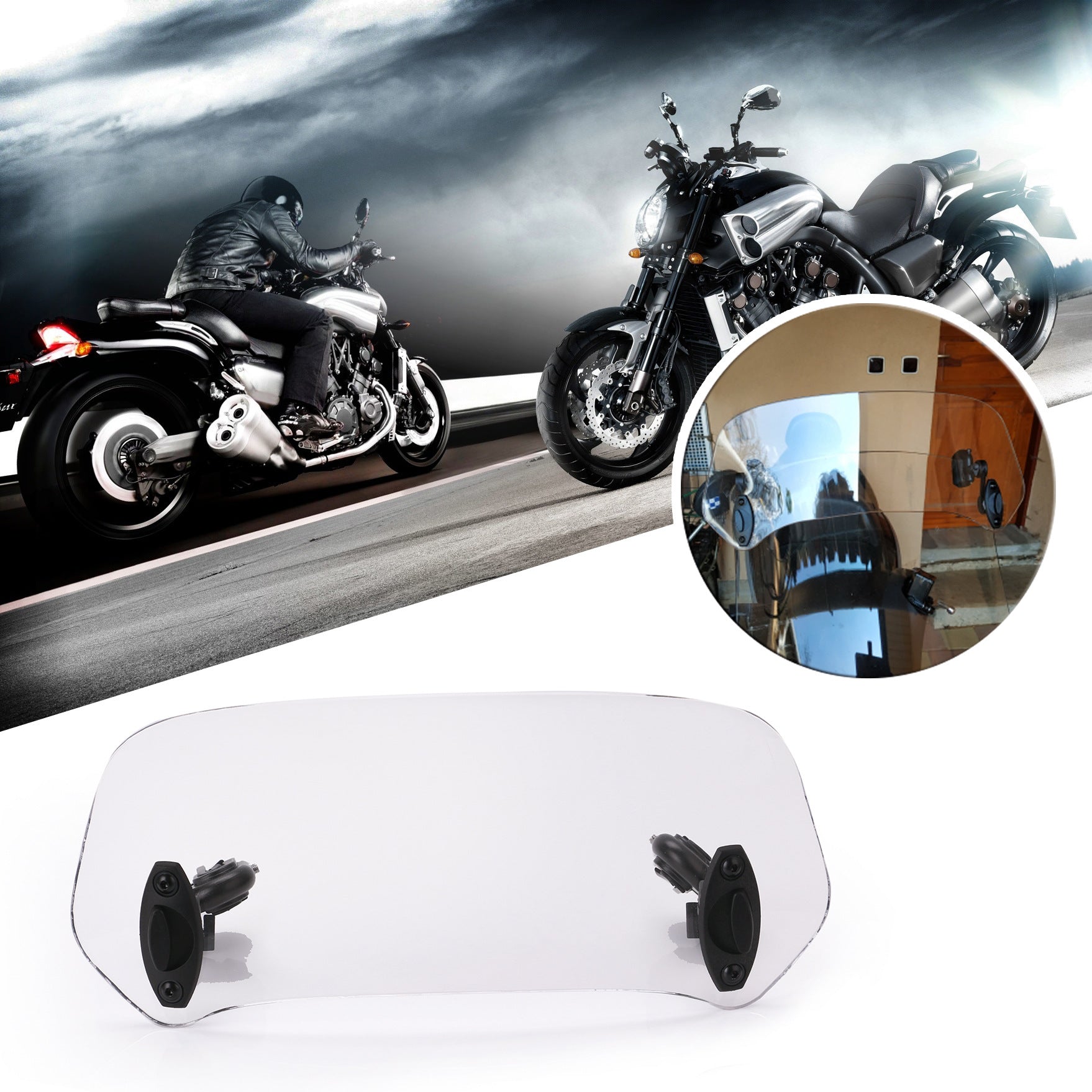 Motorcycle front heightening windshield clip