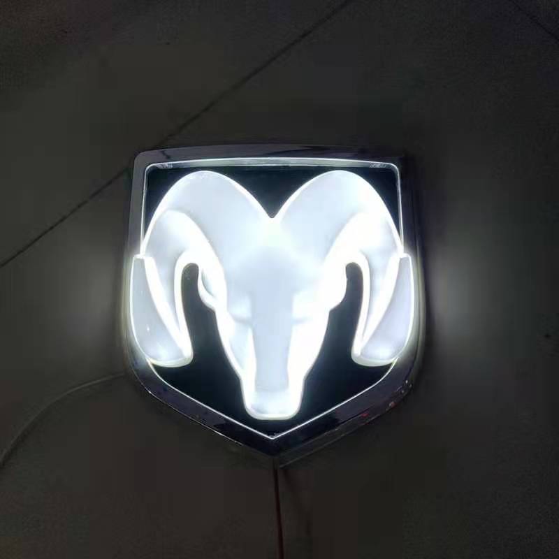 LED Luminous With Light Modified Ram Tail Logo Car Head Logo