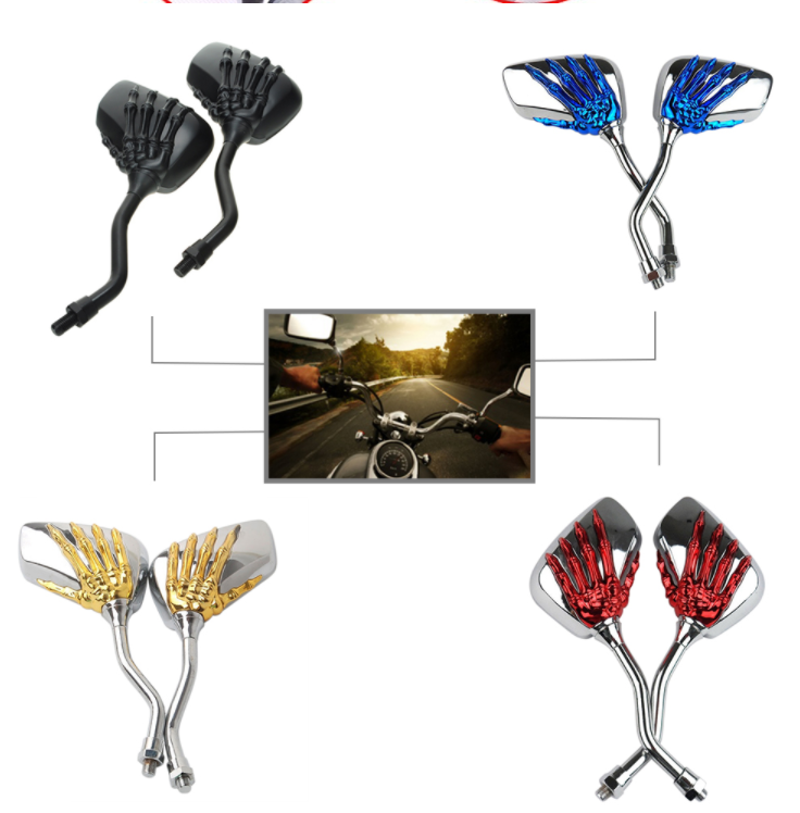 Motorcycle Modified Skeleton Skull Hand Claw Shadow Rearview Mirror