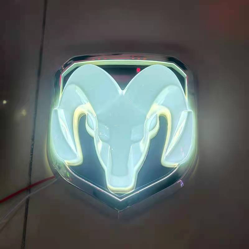 LED Luminous With Light Modified Ram Tail Logo Car Head Logo