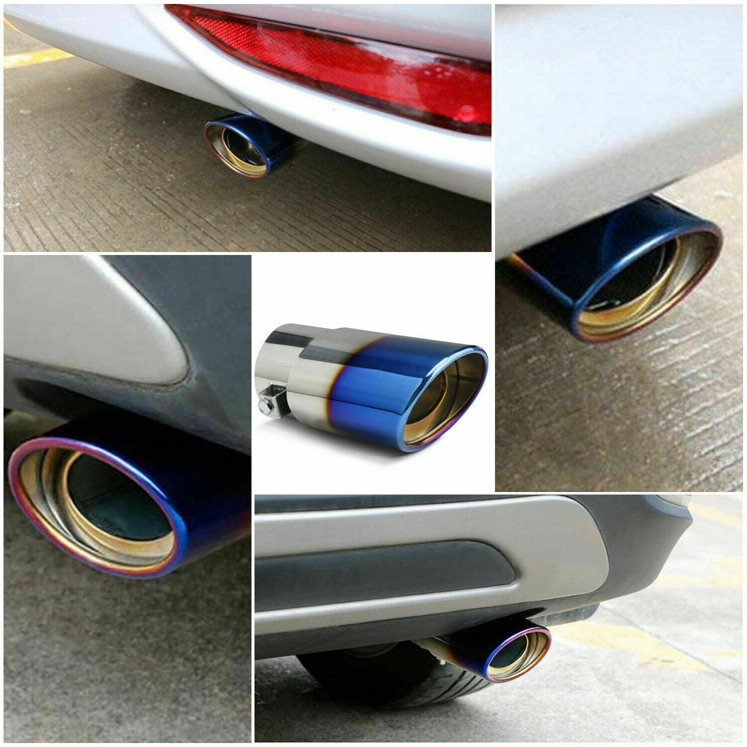 Car Exhaust Pipe Tip Rear Tail Throat Muffler Stainless Steel Round Accessories