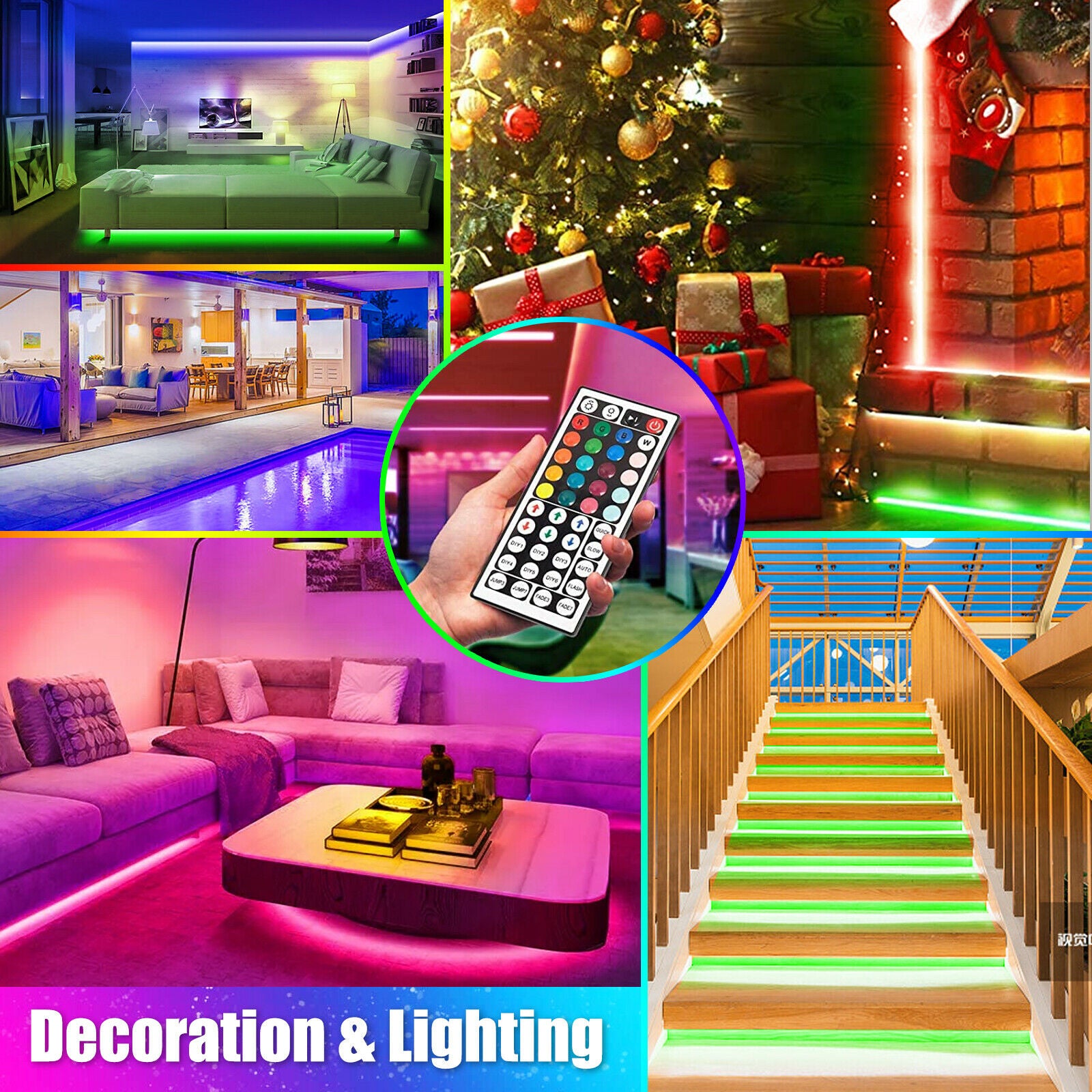 16.4FT RGB Flexible 300LED Strip Light SMD Remote Fairy Lights Room TV Party Bar LED Strip Light Remote Fairy Light Room Party Waterproof