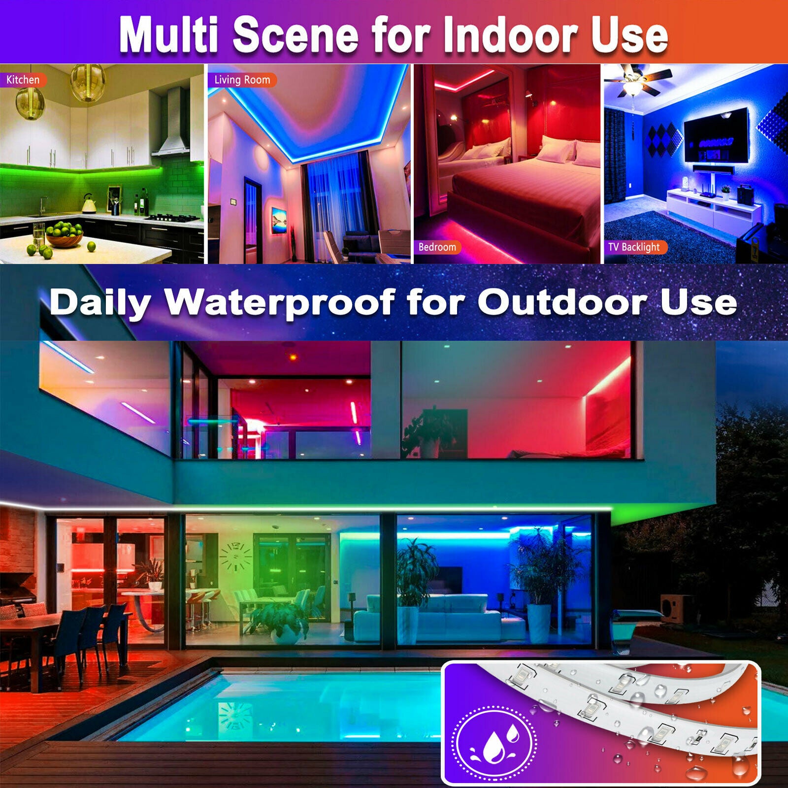 16.4FT RGB Flexible 300LED Strip Light SMD Remote Fairy Lights Room TV Party Bar LED Strip Light Remote Fairy Light Room Party Waterproof