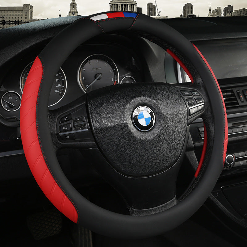 Car Steering Wheel Leather Color Block Cover