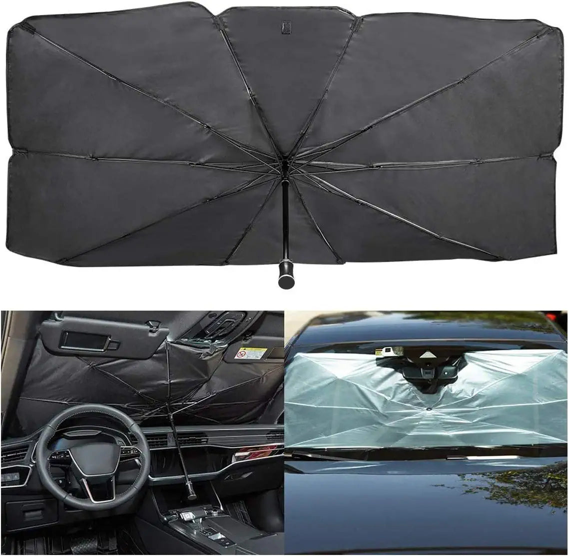 57\' X 31\' Car Umbrella UV Reflecting Sun Shade Cover For Windshield Foldable Front Car Sunshade Umbrella