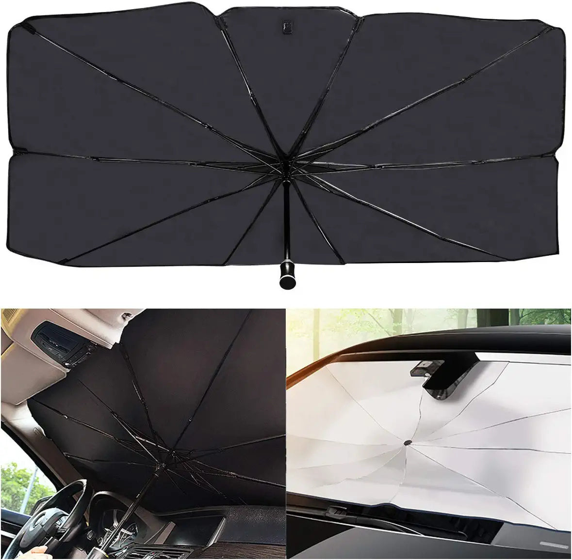 57\' X 31\' Car Umbrella UV Reflecting Sun Shade Cover For Windshield Foldable Front Car Sunshade Umbrella