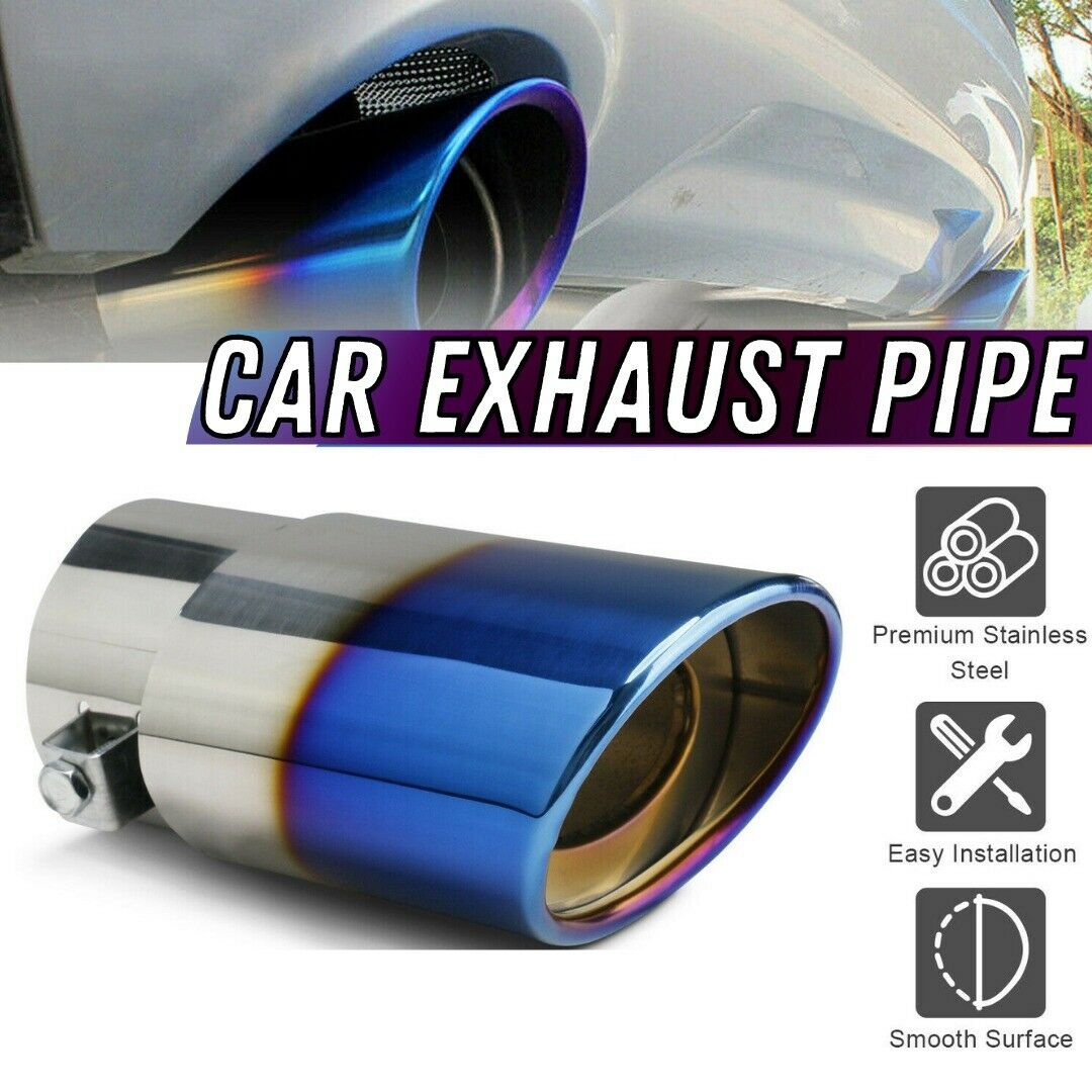 Car Exhaust Pipe Tip Rear Tail Throat Muffler Stainless Steel Round Accessories