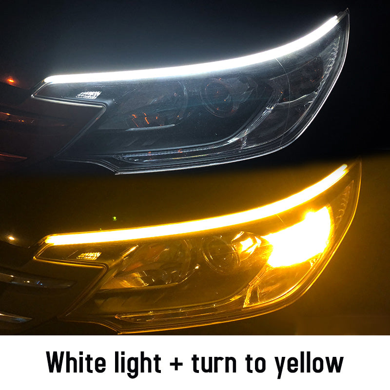 Led DRL Car Daytime Running Lights Flexible Waterproof Auto Turn Signal Yellow Brake Side Headlights Light Car Accessories