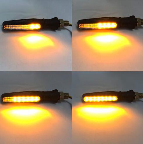 2021 Newest 4x Universal flowing water flickering led motorcycle turn signals Indicators Flexible Blinkers Foldable Amber light lamp