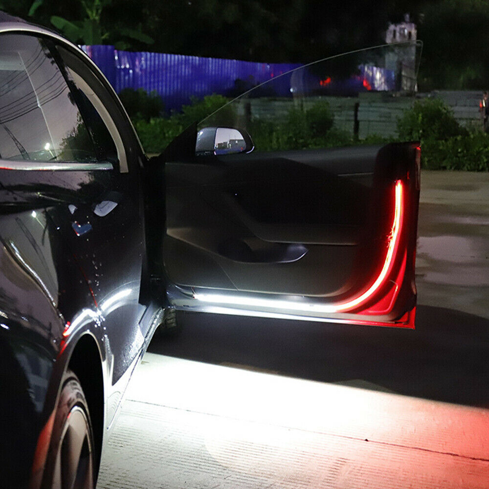 2pcs Car Door Opening Warning LED Strip Light Flashing Anti-collision Universal