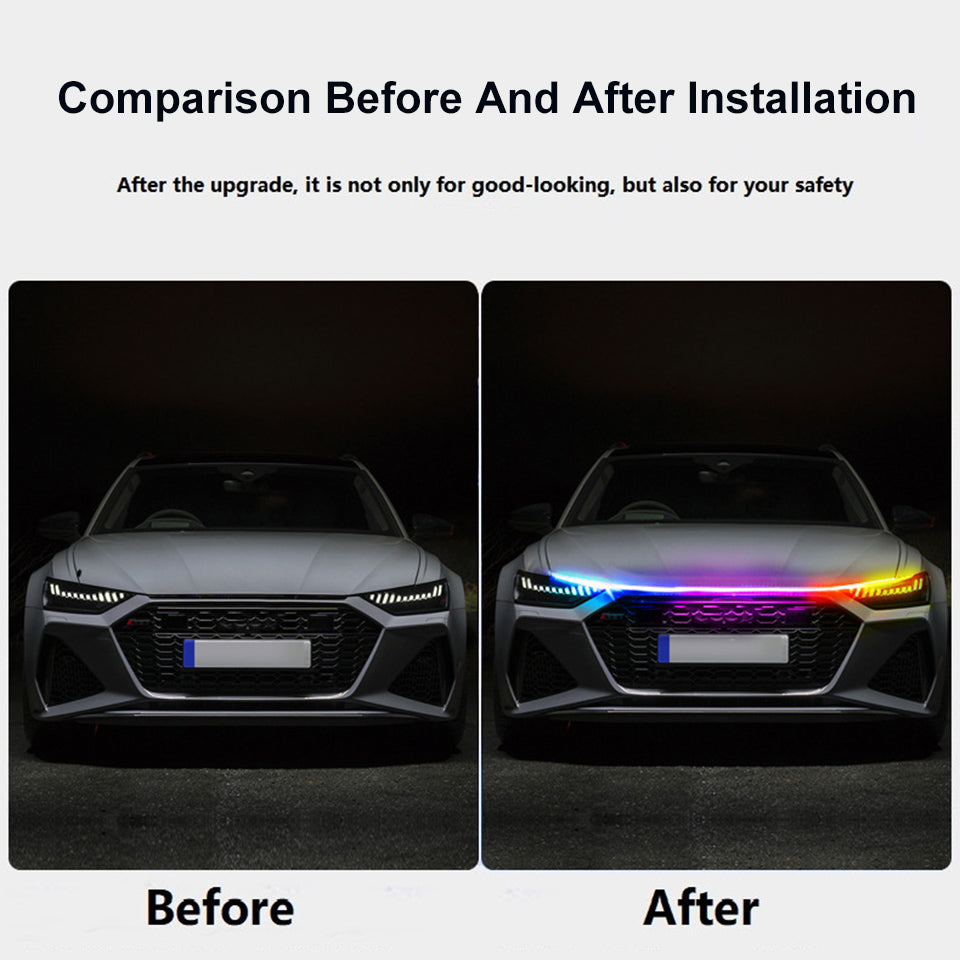 Automotive Engine Cover Through The Led Daily Running Light Screen Gap Atmosphere