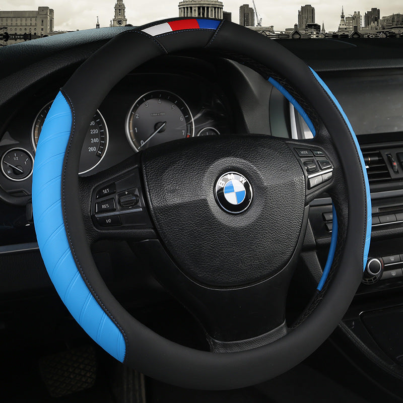 Car Steering Wheel Leather Color Block Cover