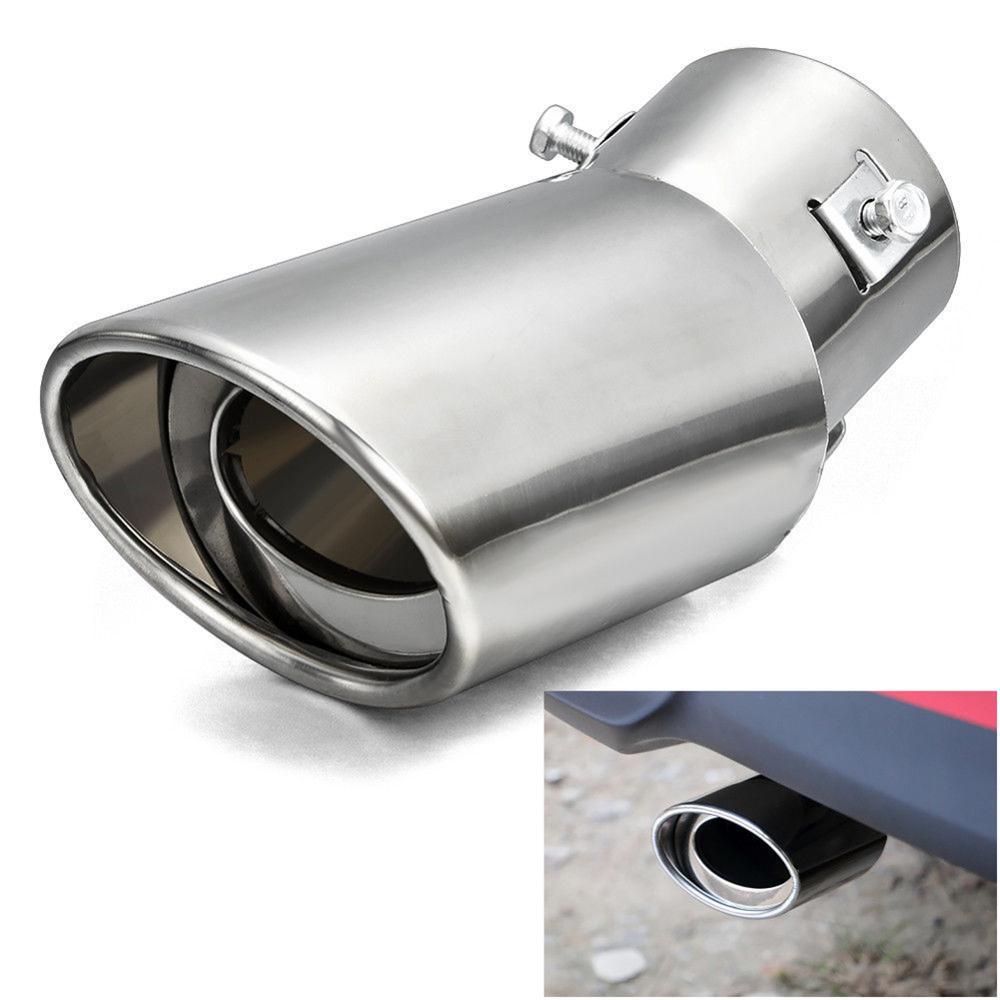 Straight Big Curved Universal Bright Silver Stainless Steel Car Tail Throat Exhaust Pipe